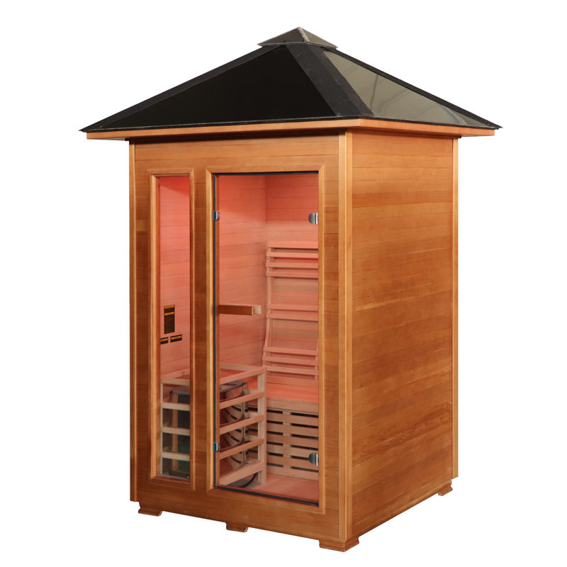 SunRay Saunas 2 - Person Bluetooth Compatible Traditional Steam Sauna in Hemlock