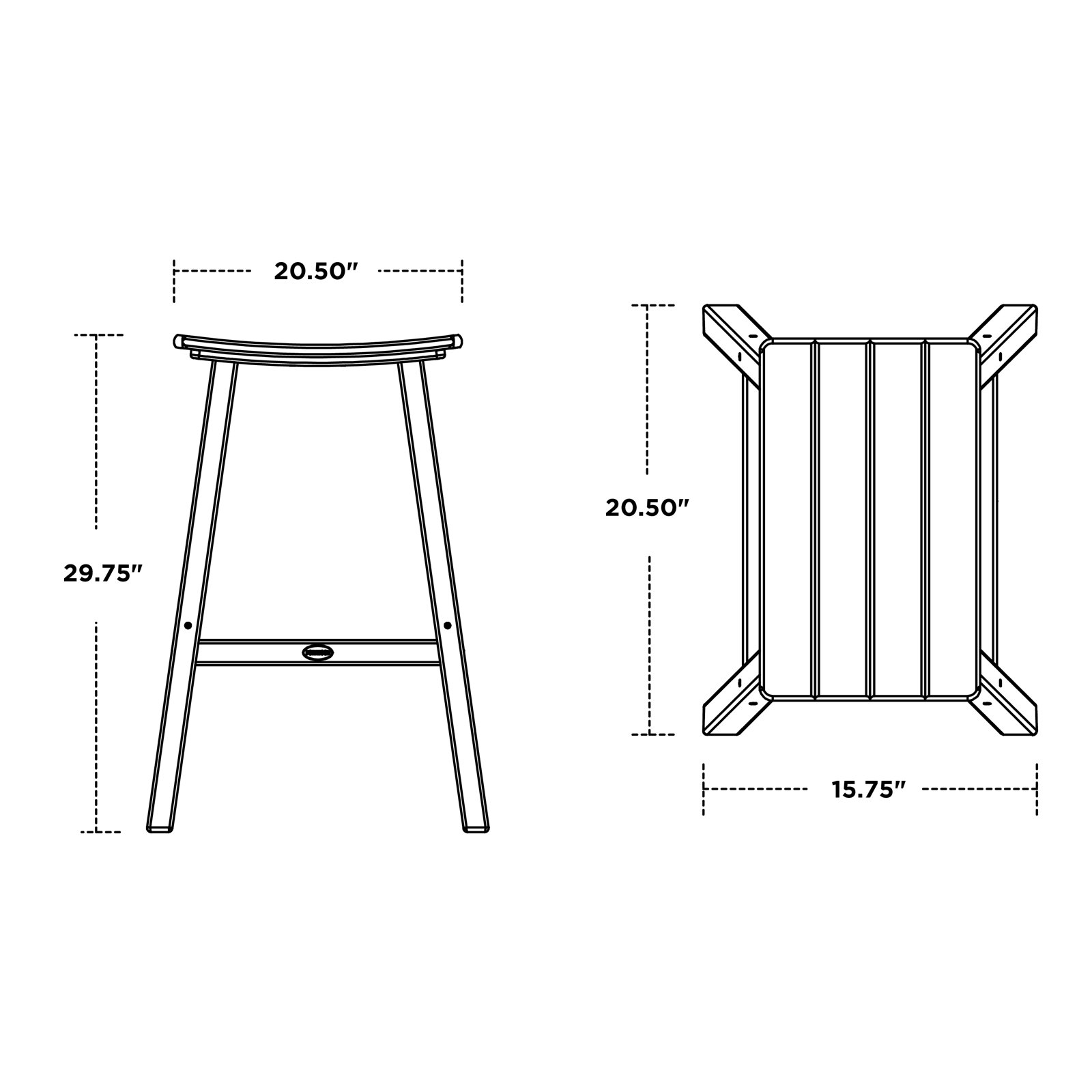 POLYWOOD Contempo 30" Saddle Bar Stool, Black, Sand