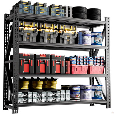 Étagère de garage robuste de 6000 lb, unité de rangement industrielle en métal à tablettes réglables extra larges