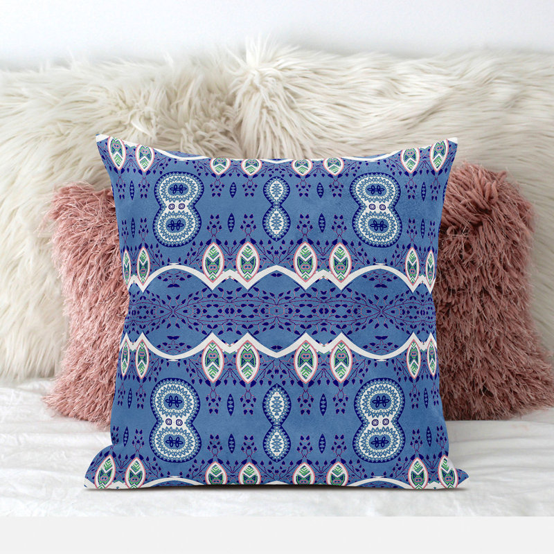  Housse et insert de coussin carré séphaline, 16 po x 16 po, Bleu pâle / blanc