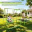 Balançoire 3 en 1 avec trampoline pour enfants, idéale pour les fêtes de jardin et les jeux quotidiens en extérieur. Charge maximale : 100 kg.