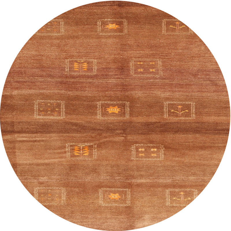 Tapis orange / jaune Youd, Rond 5 pi