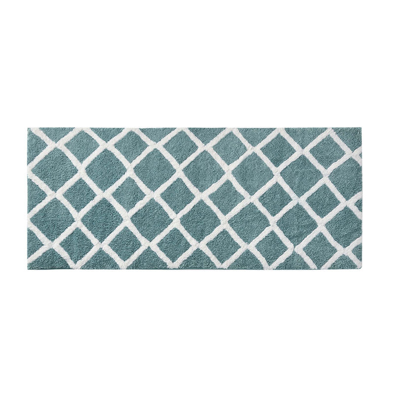 Tapis de bain réversible en microfibre touffetée à poils longs, Turquoise, Simple - L 60 po x l 24 po