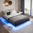 Kathrene Floating Bed Frame with LED Lights and Charging Station-1419899220