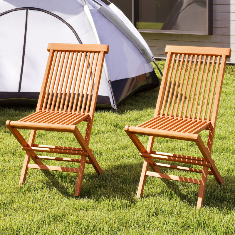 Ensemble de 4 chaises de patio pliantes en teck avec dossier haut pour la salle à manger, 4