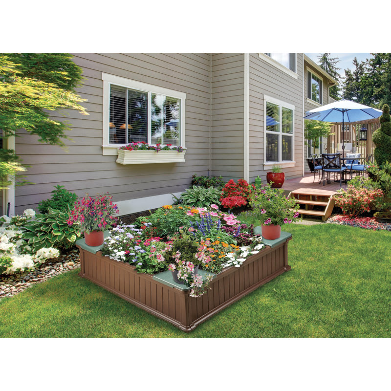 Woodland Brown and Green HDPE Square Sandbox with Cover