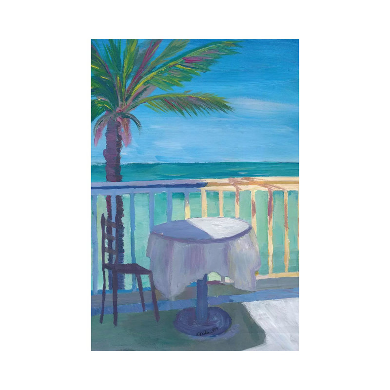Table de café Seaview at the Caribbean with Palm - Dreamaway To Hideaway par Markus & Martina Bleichner - Toile tendue avec châssis sur toile tendue