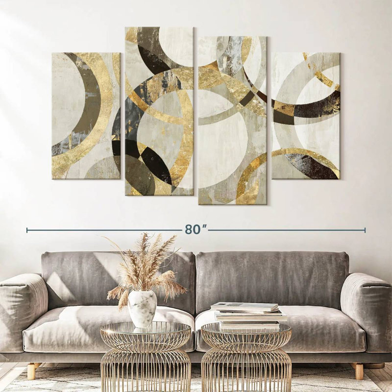Overlaps Wall Art Multi Piece Canvas Print On Canvas 4 Pieces Set, 68" H x 42" W x 1.25" D