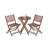 Wood 3 Bistro Patio - Folding Chairs & Coffee Table For Gardens, Backyards, Balconies, Porches, Elegant Brown Natural Stain Finish