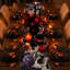 Chemin de table d'Halloween, chemin de table rétro, décorations d'Halloween rétro | Nappe Spooky, crâne gothique, jour des morts