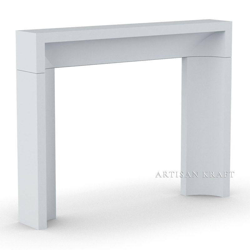 Beveled Curved Cast Stone Fireplace Surround, 53" H x 68" W x 11" D, Gray
