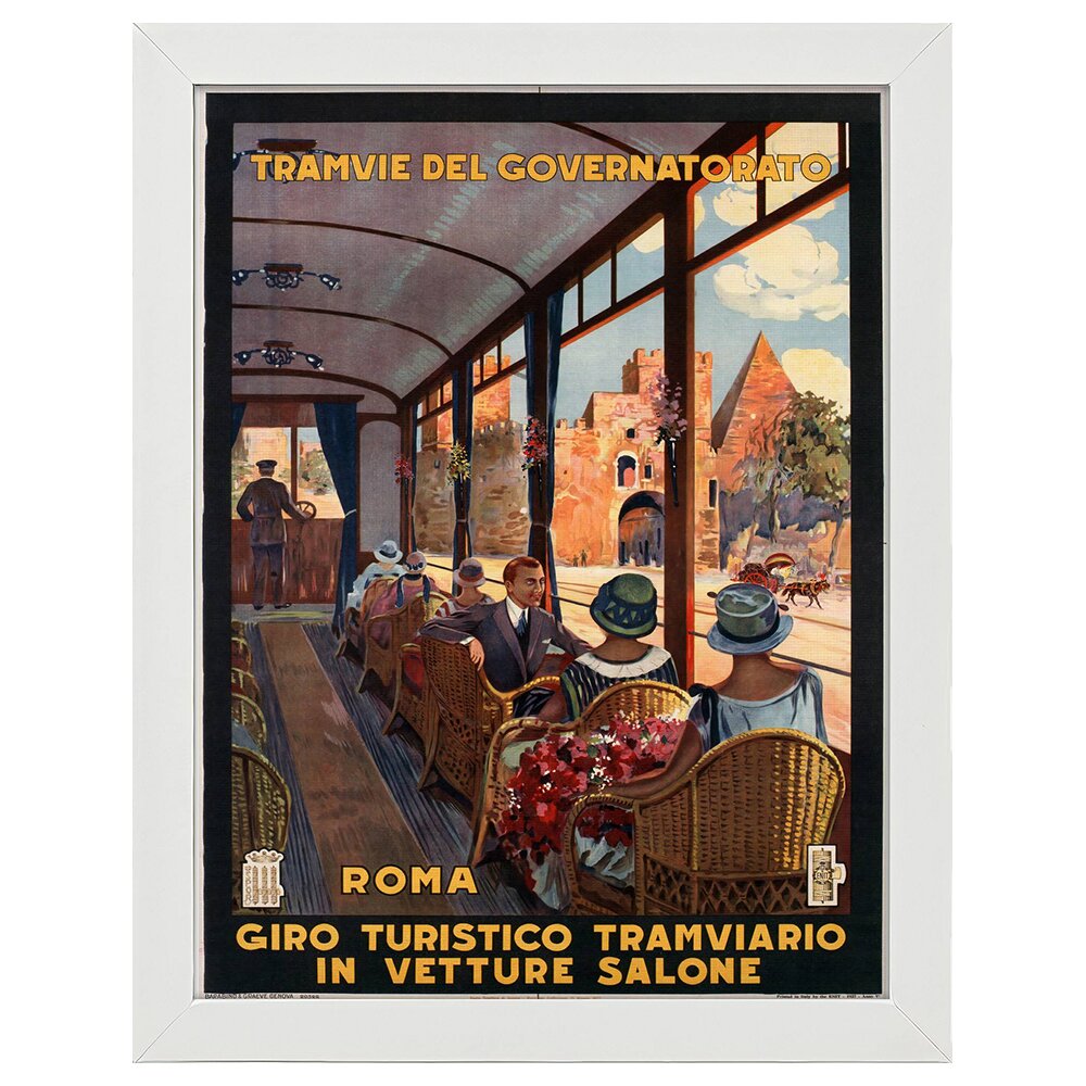 Leinwandbild Vintage Tourist Poster Rom - Governorate Tramways