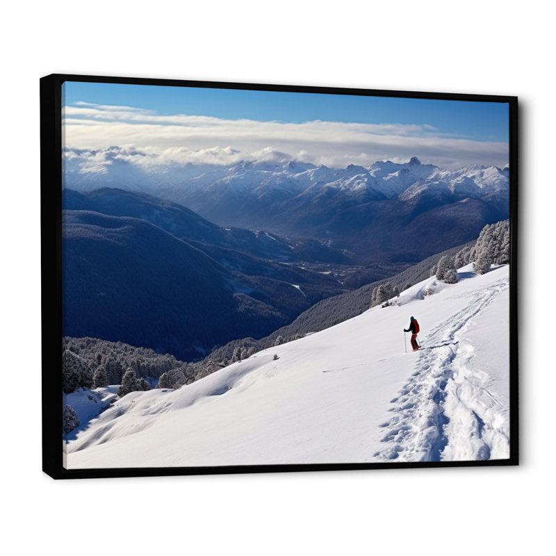 Winter Mountain Top II - Paysages, art mural, salon, H 24 po x l 32 po x P 1 po, Cadre flottant noir