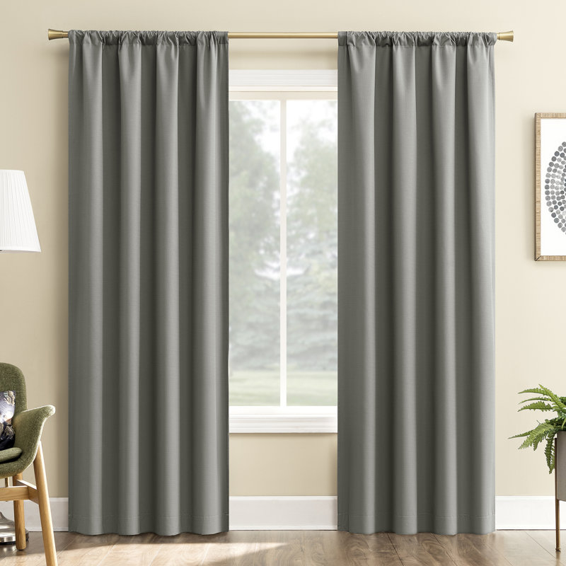 Karina Textured Blackout Rod Pocket Curtain Panel, Gray, 40" W x 84" L