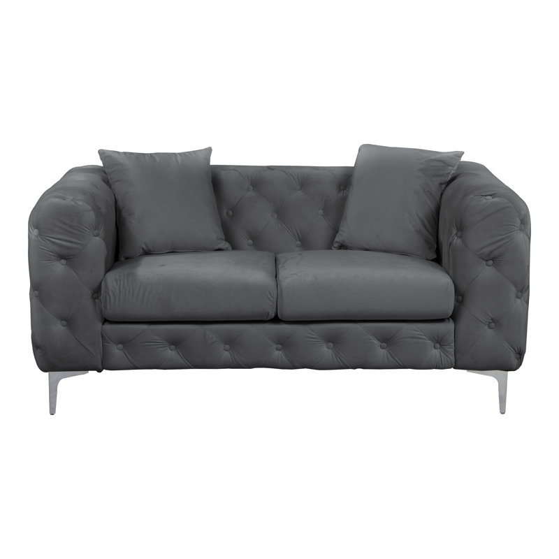 Causeuse capitonnée Hedin 68,5 po, Gris foncé