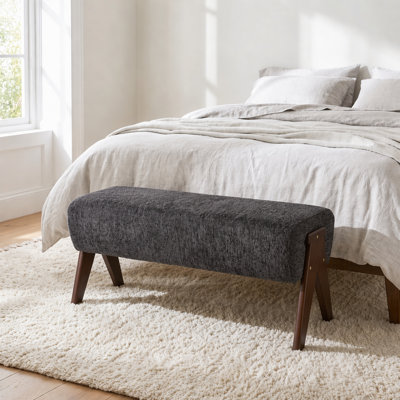 Upholstered Wood  Frame Bench,  Rectangular Ottoman Bench with High-Density Foam