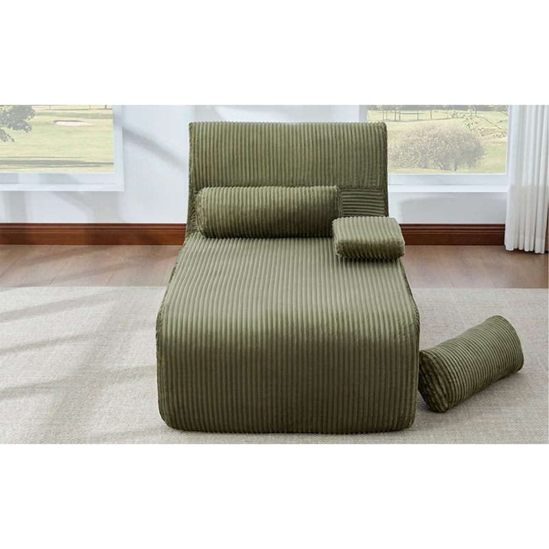 Canapé moderne sans méridienne 34,2 po, Velours côtelé vert, Vert