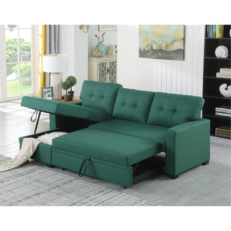 Canapé modulaire rembourré avec méridienne, Vert