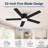 Modern Low Profile 52-Inch Ceiling Fan with Light & Remote Control - Easy-Detach Composite Wood Blades - For Kitchen/Dining Room/Patio/Porch/Gazebo - Color: Black