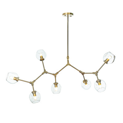 Andea 7-Lights Sputnik Modern Linear Bubble DIY Chandelier With Clear Glass Shade