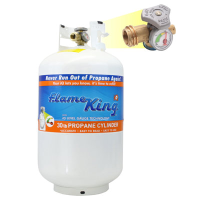 Réservoir de propane en acier vide de 30 lb Flame King, valve OPD et jauge intégrée pour les barbecues et les barbecues