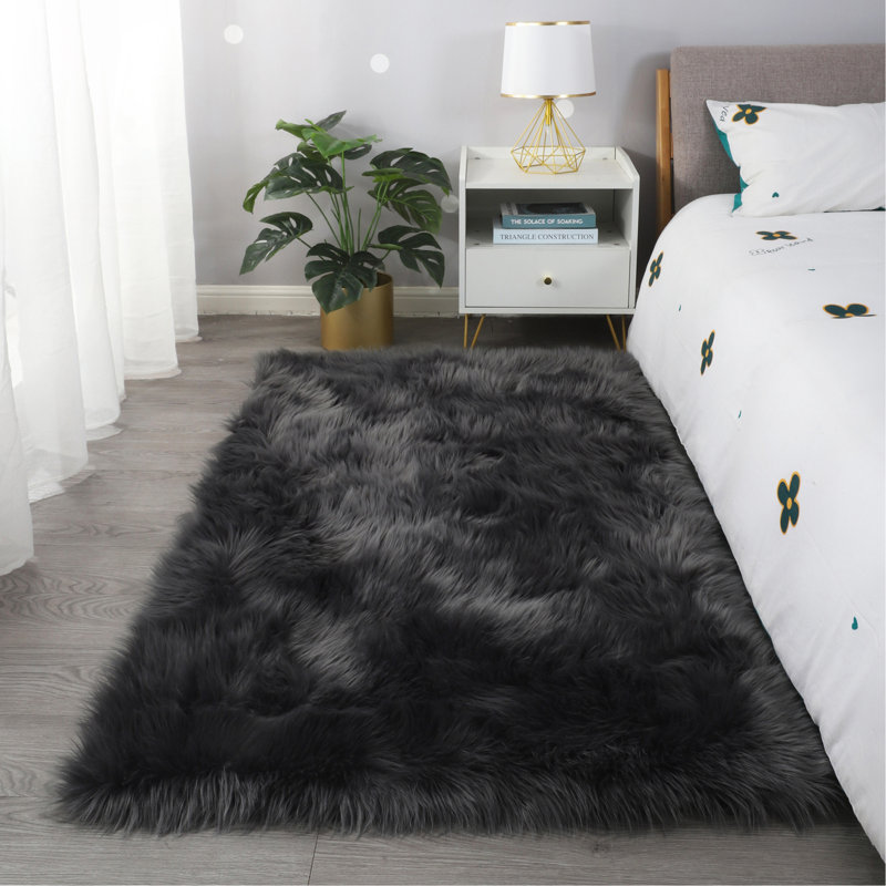 Tapis en fausse fourrure de mouton ultra doux, Rectangle 5 pi x 7 pi