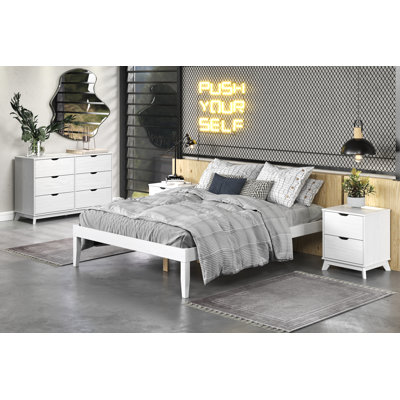 Marialana Contemporary Solid Wood Platform Bed with 13 Support Slats