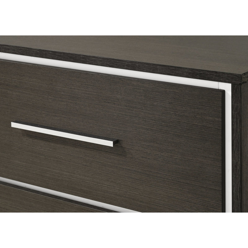 Table de chevet moderne 2 chambres en gris rustique, construction, poignée en métal, mobilier contemporain en bois avec 2 tiroirs
