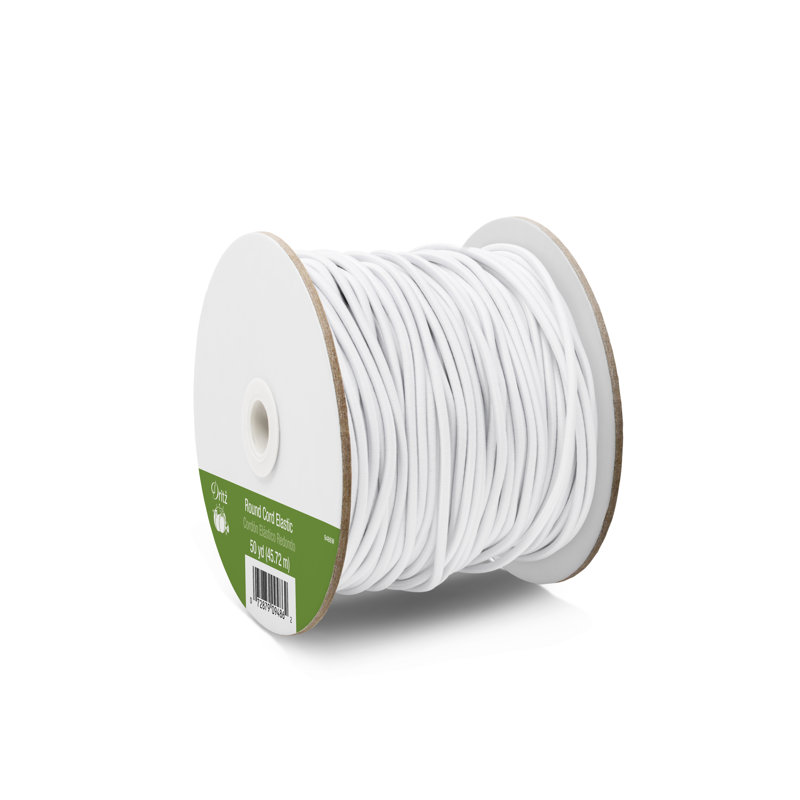 Dritz Round Cord Elastic, White, 50 yd