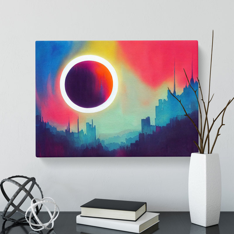 Pretty Watercolour Skyline Abstract - Wrapped Canvas, 50cm H x 76cm W x 3cm D