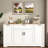 Multi-functional Storage Sideboard With Adjustable Shelves, 3-tier Pull-out Rack, Drawer And Door Storage Racks-277092378