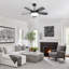 42 Inch Black Ceiling Fan With 22W LED Light And Remote Control MDF Blades Reversible DC Motor-126322364