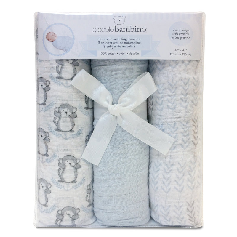 Couverture pour bébé 100 % coton Diller, Bleu