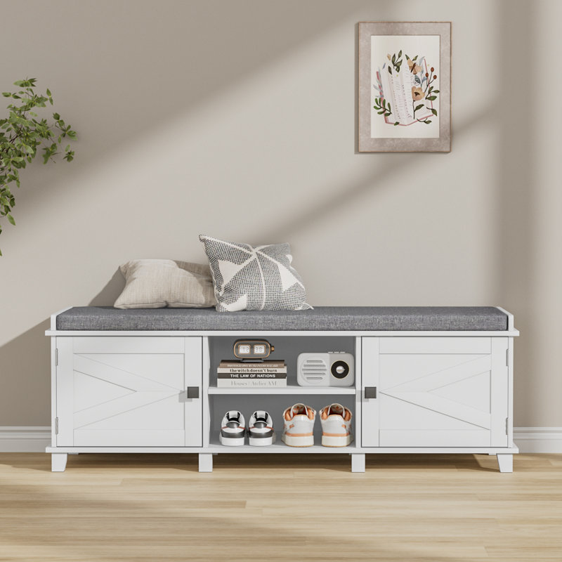 Banc de rangement pour 10 paires de chaussures avec coussin moelleux