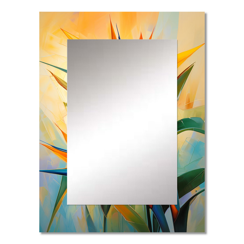 Miroir décoratif «Paradise Birds», grand miroir mural traditionnel, art mural imprimé, 32 po x 24 po