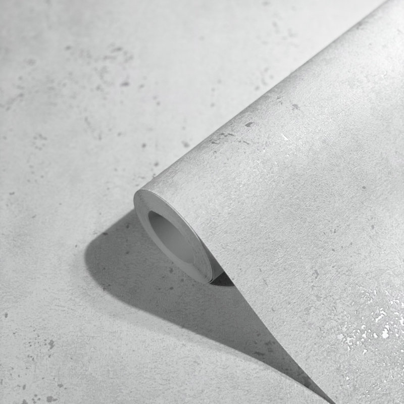 Textures Collection Industrial Plain Metallic Effects Wallpaper Roll, Silver