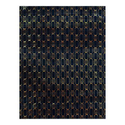 Latitude Run® Column Novica Rug Navy Blue and Gold