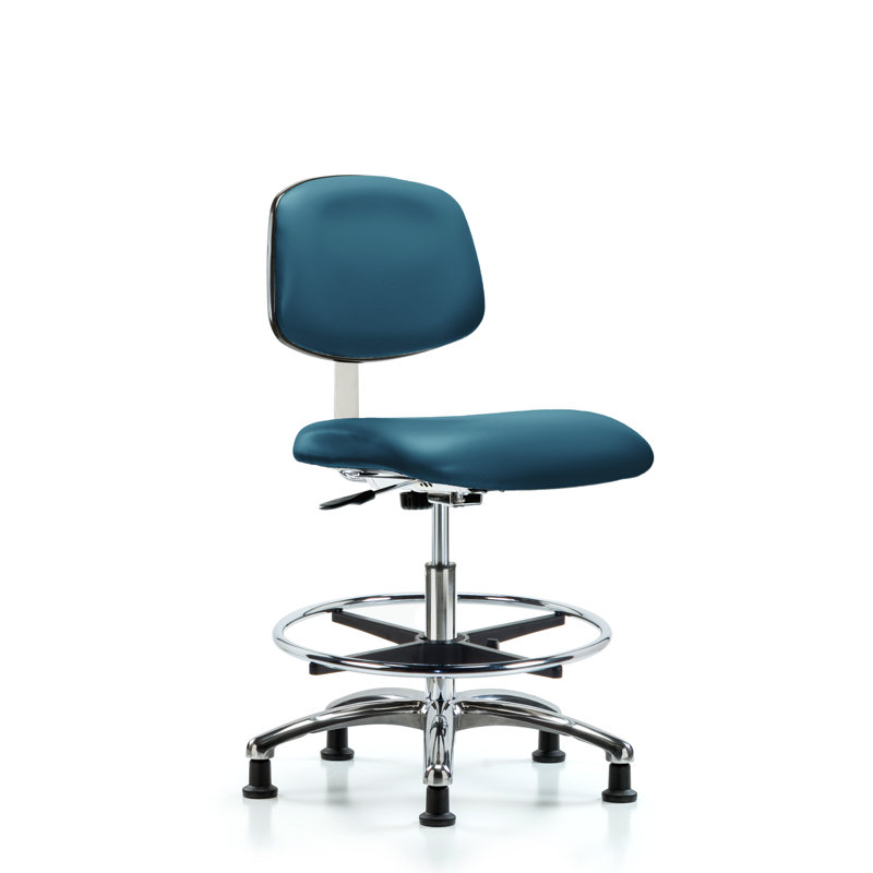 Chaise de travail ergonomique Medich, Bleu marine, Patins
