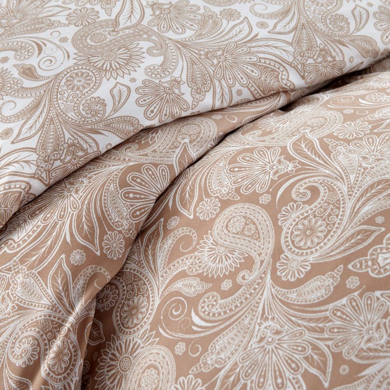 Ring Stitch Paisley Comforter, Twin/Twin XL Comforter + 1 Standard Sham, Taupe