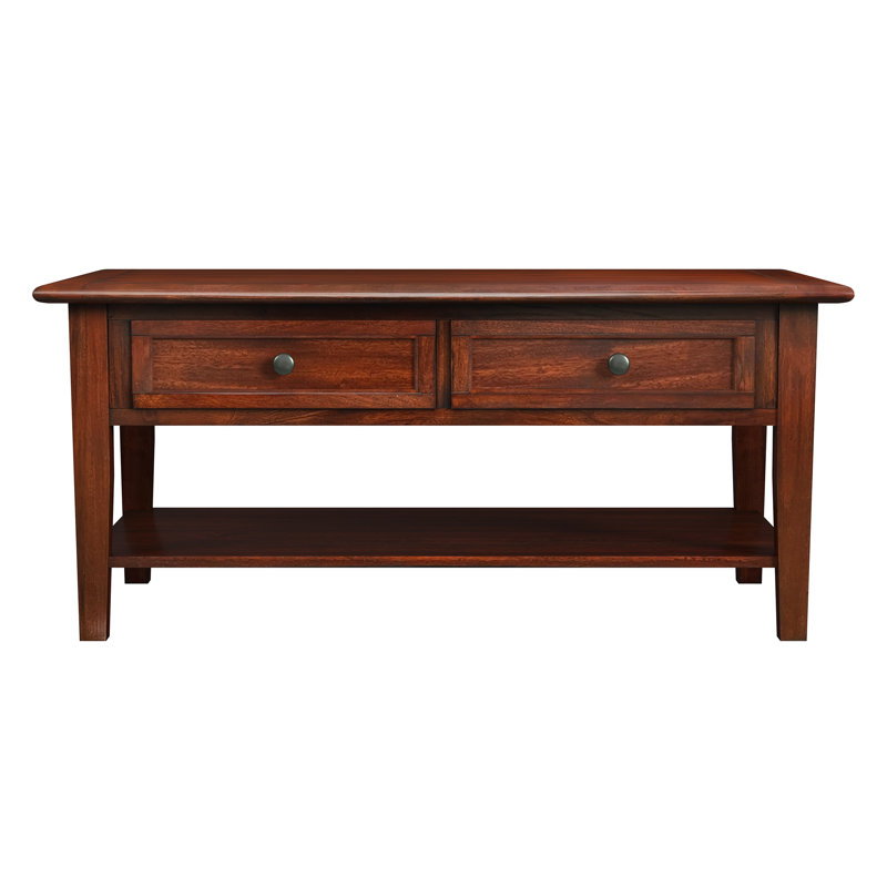 Eftim Solid Wood 2-Drawer Coffee Table with Storage