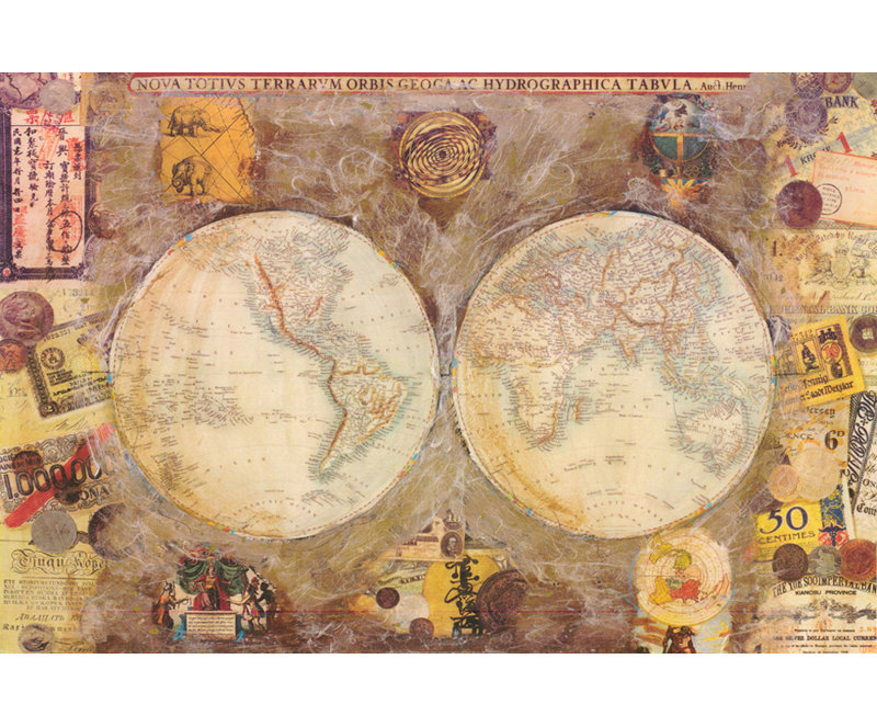 World Map, 16" H x 24" W
