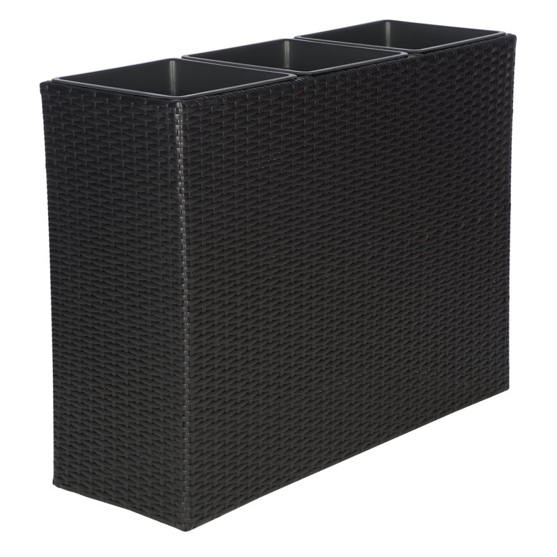 Rita 32.28" W Rectangular Planter Box with Drain Plug , Black
