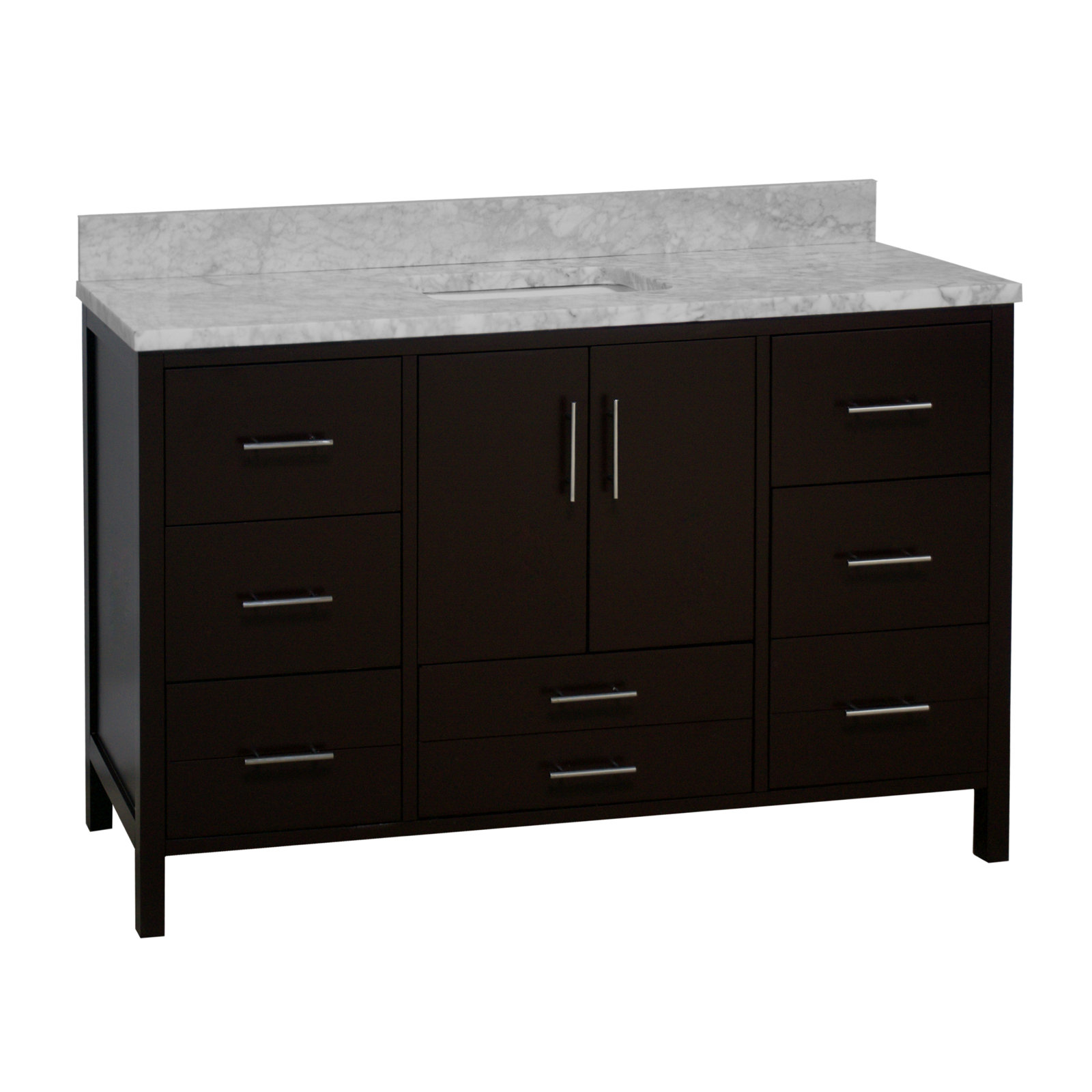 Kiara 60" Carrara Marble Single Bathroom Vanity, Chocolate, Carrara Marble