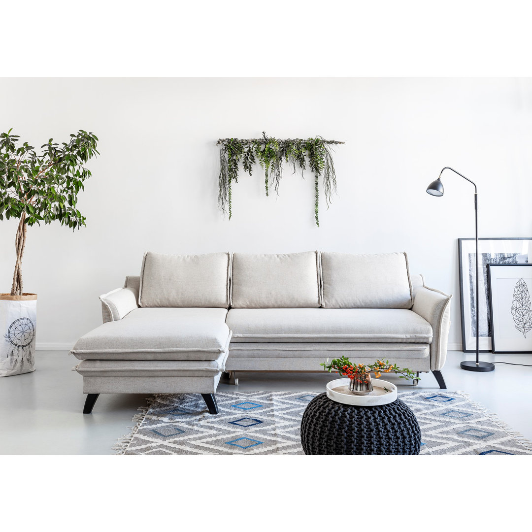 Sommerallee Ecksofa Robyn mit Bettfunktion Polsterfarbe: Helles Beige, Ausrichtung: Links ausgerichtet