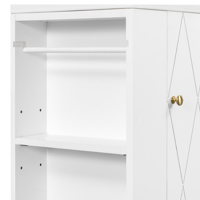 Wall-Mounted Bathroom Vanity with Diamond-Patterned Doors, White