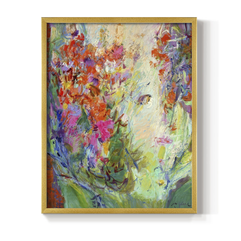 «Bold Flourish II», reproduction encadrée - bois massif, H 21 po x l 17 po, Doré