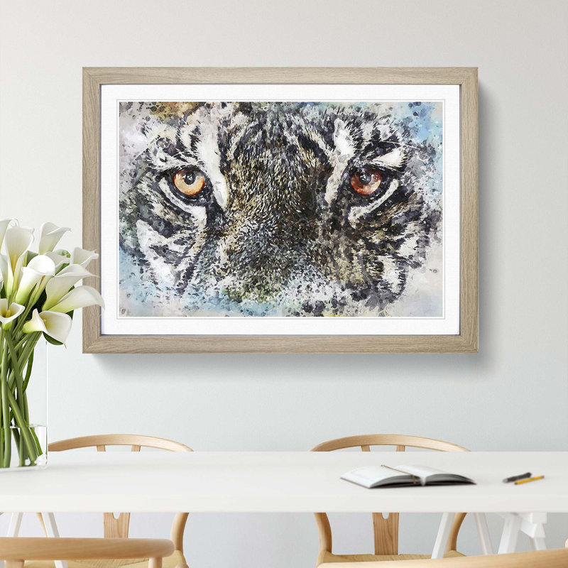 Eye of the Tiger in Abstract - Picture Frame Painting Print, Oak Framed, 36cm H x 48cm W x 2cm D