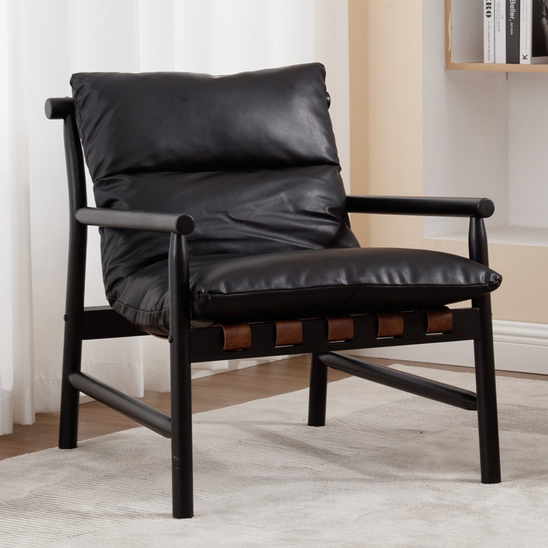 Fauteuil en cuir Fiona Vegan, Similicuir noir, Noir