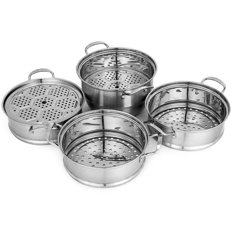 VEVOR 5-Tier Stainless Steel Food Steamer Set with Glass Lid