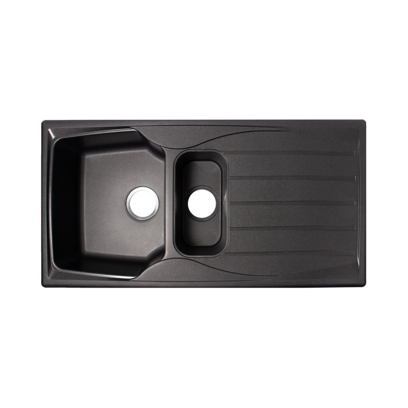 Belfry Kitchen Ostby 19.6mm W Fibreglass Drop-In Kitchen Sink with 1 Faucet Hole, Black